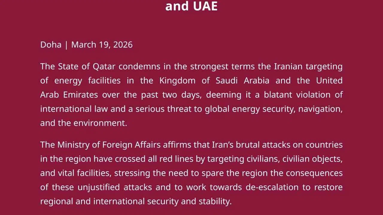 Katar’dan İran’ın Suudi Arabistan ve BAE’deki enerji tesislerine yönelik saldırılarına kınama