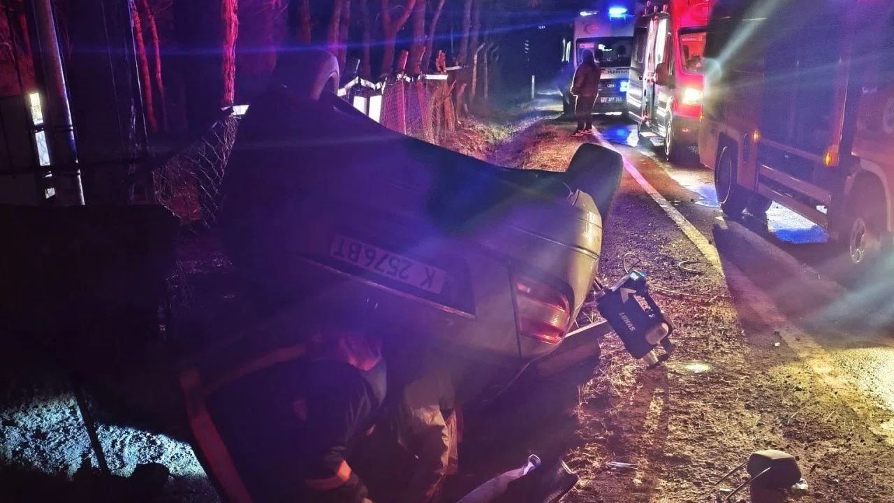 Keşan’da takla atan otomobilde 5 kişi yaralandı