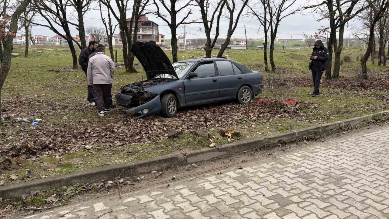 Kontrolden çıkan otomobil ağaçlık alana daldı: 1 yaralı