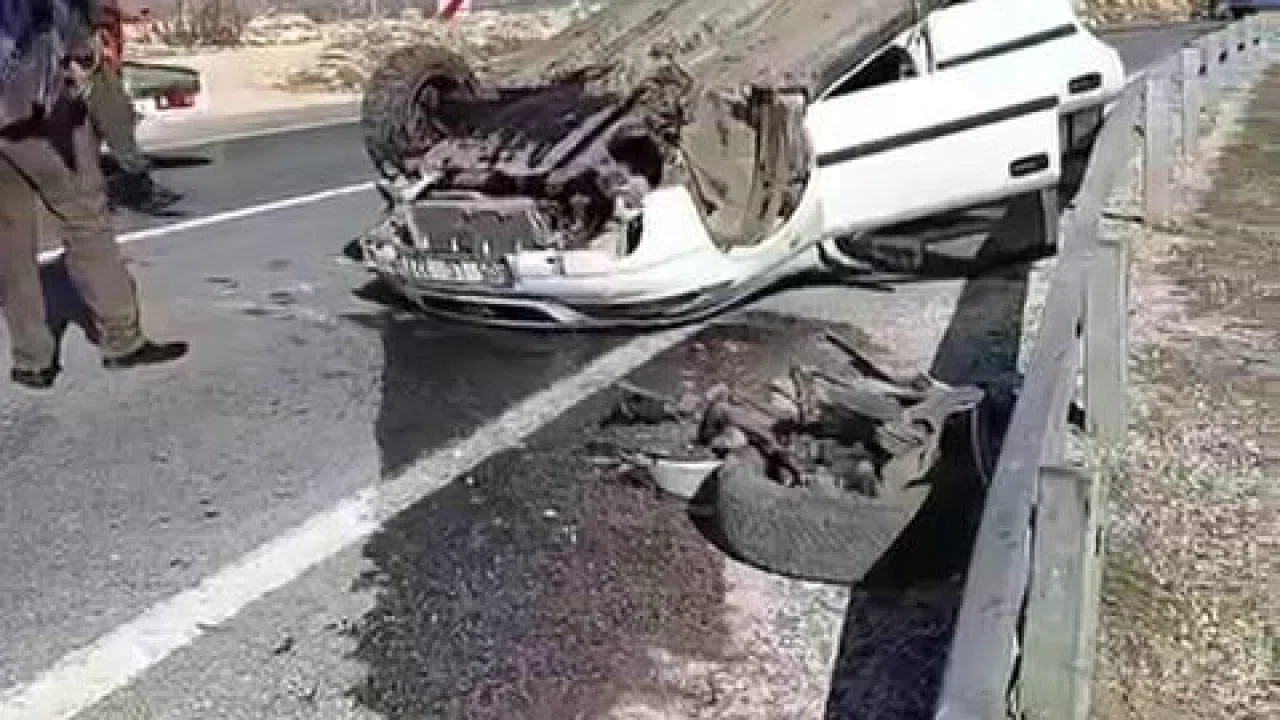 Takla atan araçtan burnu bile kanamadan kurtuldu