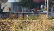 Kınık'ta akaryakıt istasyonunda saniyelerle yarış: Kontrolden çıkan araç faciaya ramak kala alev aldı