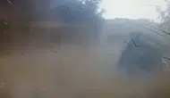 Yangın bölgesine giden cip uçuruma böyle yuvarlandı: O anlar kamerada