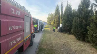Germencik’te kontrolden çıkan araç devrildi: 2 yaralı