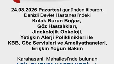 Denizli'de sağlık hizmetlerinde yeni dönem: Bazı branşlar adres değiştiriyor