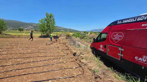 40 derecelik sıcakta tarlada çalışanlara belediyeden serinleten dokunuş