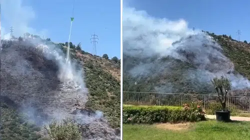 İzmir Narlıdere'de orman yangınına havadan ve karadan müdahale