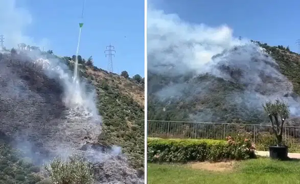 İzmir Narlıdere'de orman yangınına havadan ve karadan müdahale