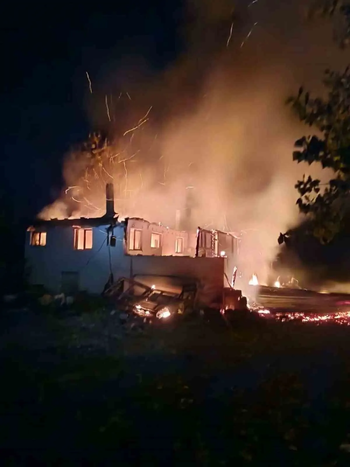 Acıpayam'da geceyi aydınlatan alevler: Bir yuva küle döndü