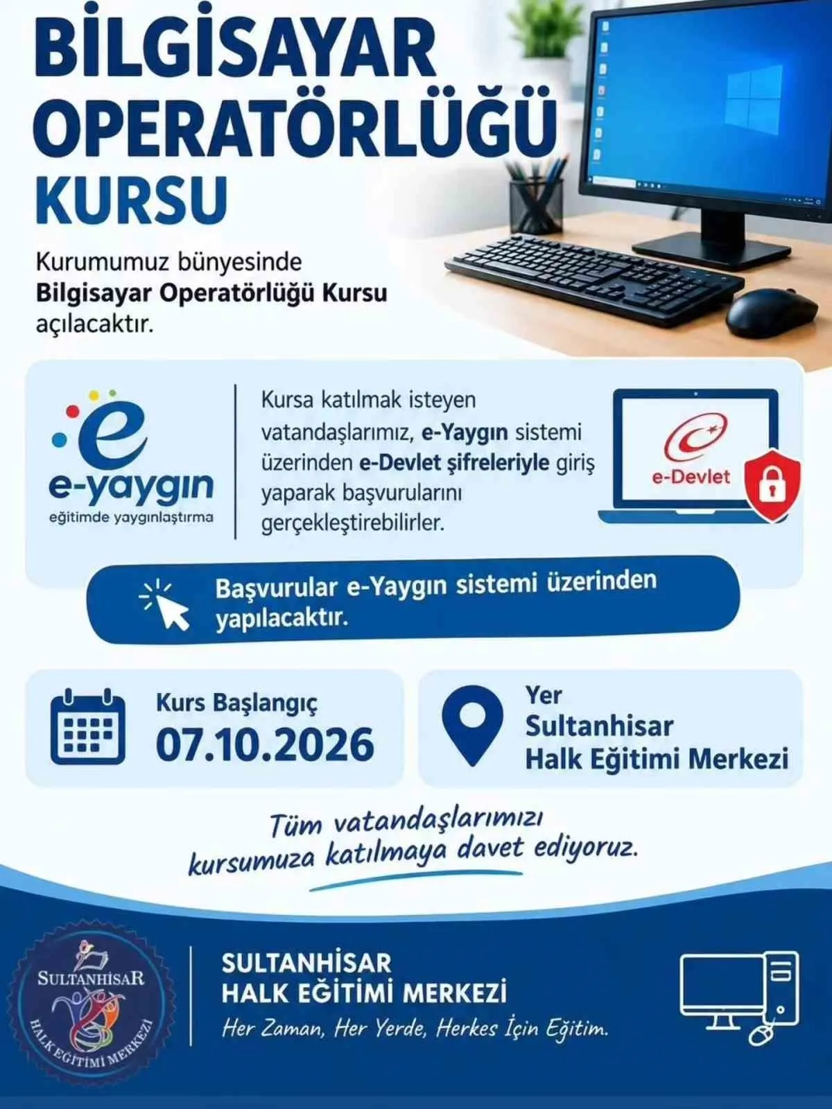 Teknolojiyi yakından takip etmek isteyenlere müjde: Sultanhisar’da eğitim dönemi başlıyor
