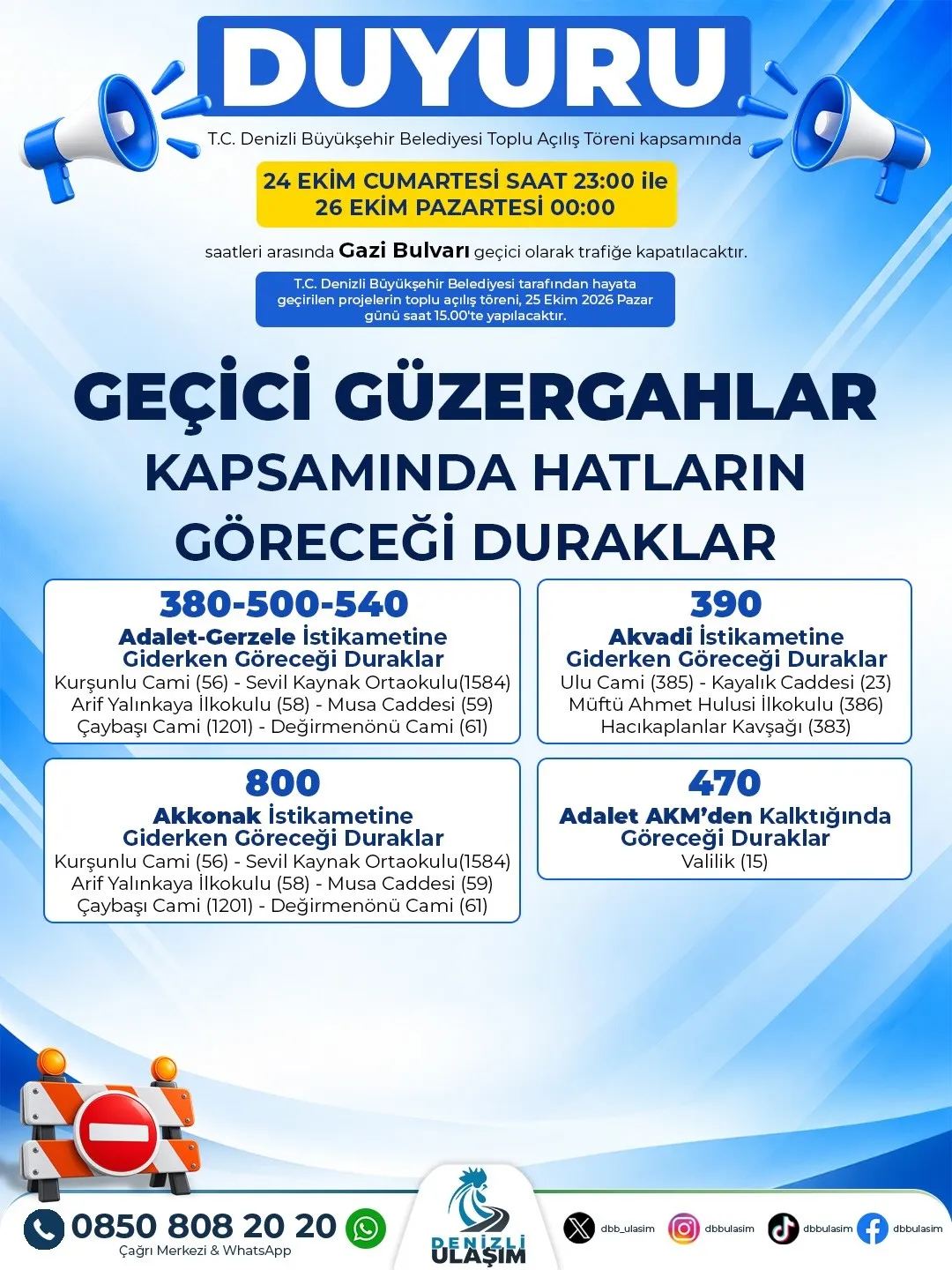 Denizli’de dev tören için trafik haritası yeniden çizildi: İşte yeni güzergahlar