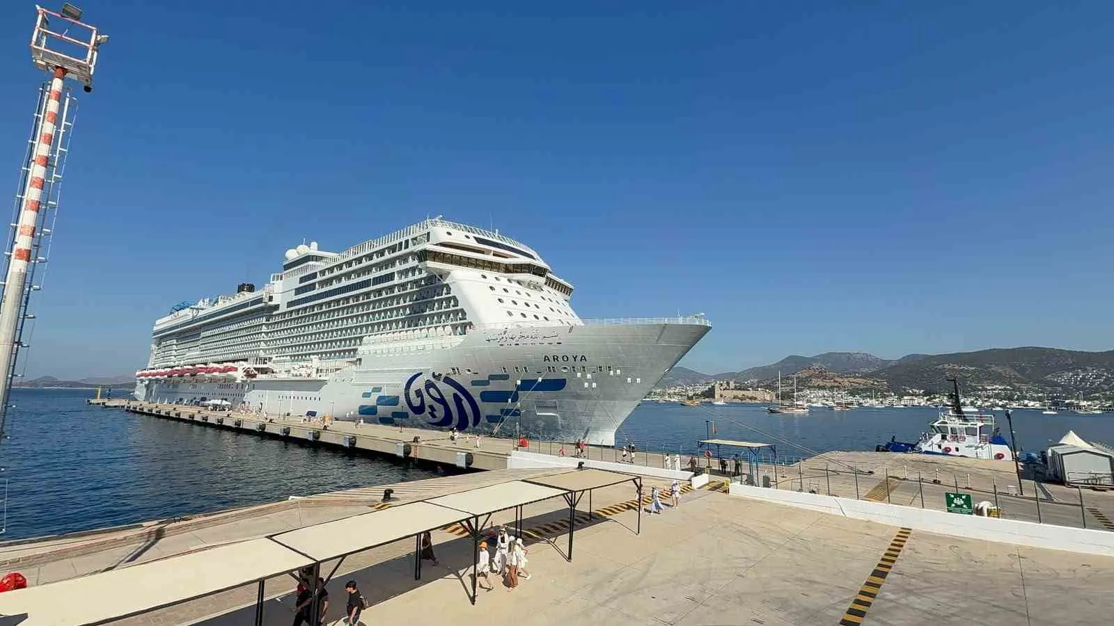 Bodrum limanında dev hareketlilik: Aroya görkemli cüssesiyle demir attı