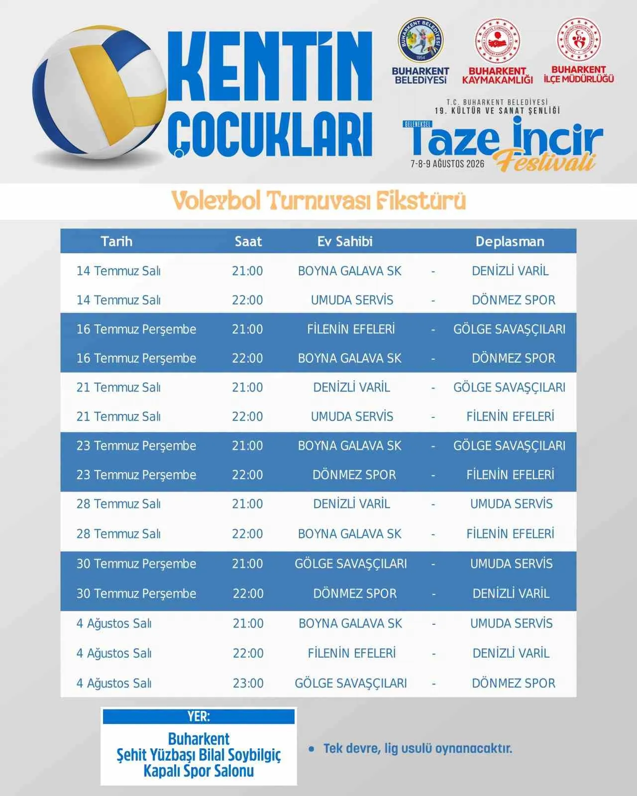 Buharkent’te yaz akşamları sporla şenlenecek: Turnuva takvimi açıklandı