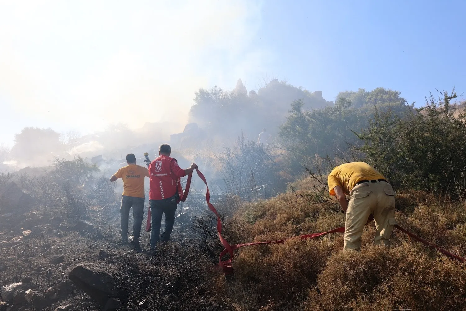 Bodrum’da yangın nöbeti: Belediye ekipleri 16 noktada alevlere geçit vermedi
