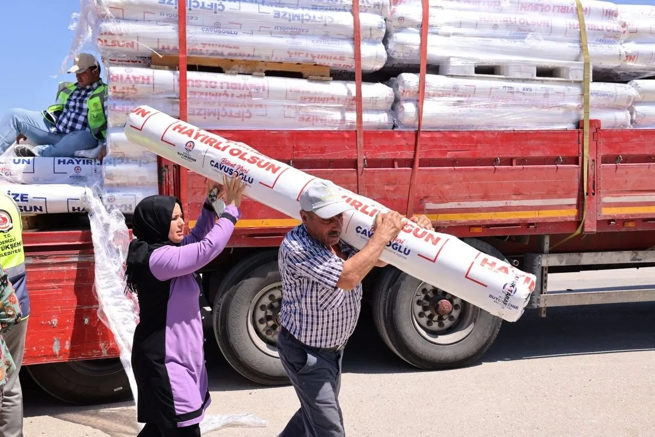 Denizli'de çiftçinin yüzü gülüyor: Büyükşehir'den dev sera naylonu desteği