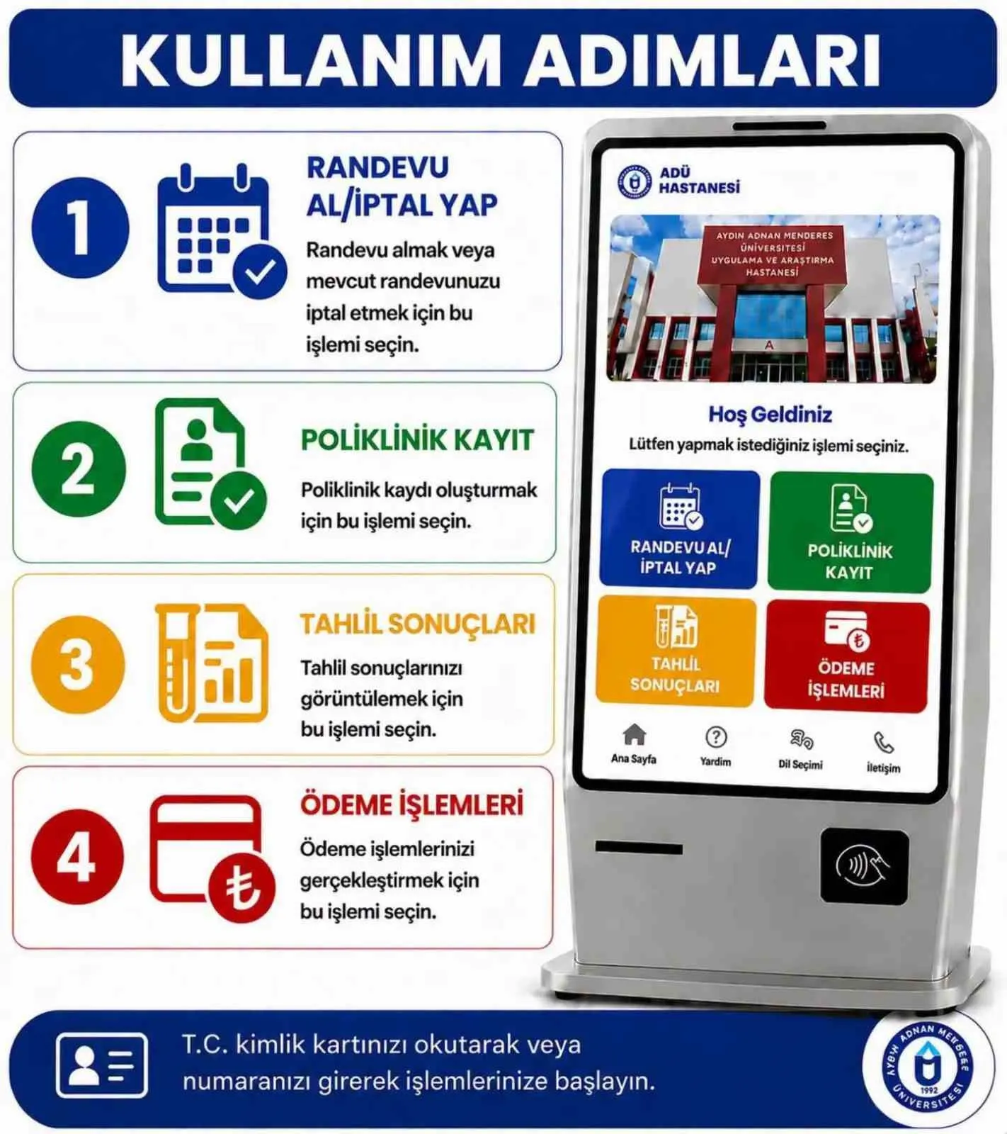 ADÜ Hastanesi’nde bekleyiş dönemi kapandı: İşlemler artık tek dokunuşla tamamlanıyor