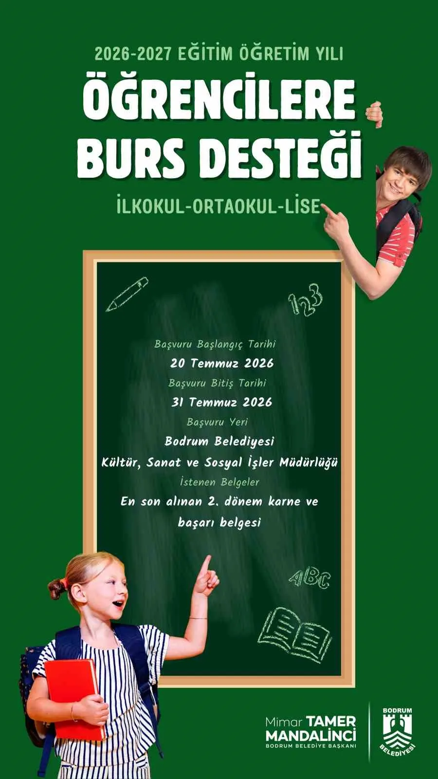 Bodrumlu öğrenciler için yeni dönem desteği: Başvurular başlıyor
