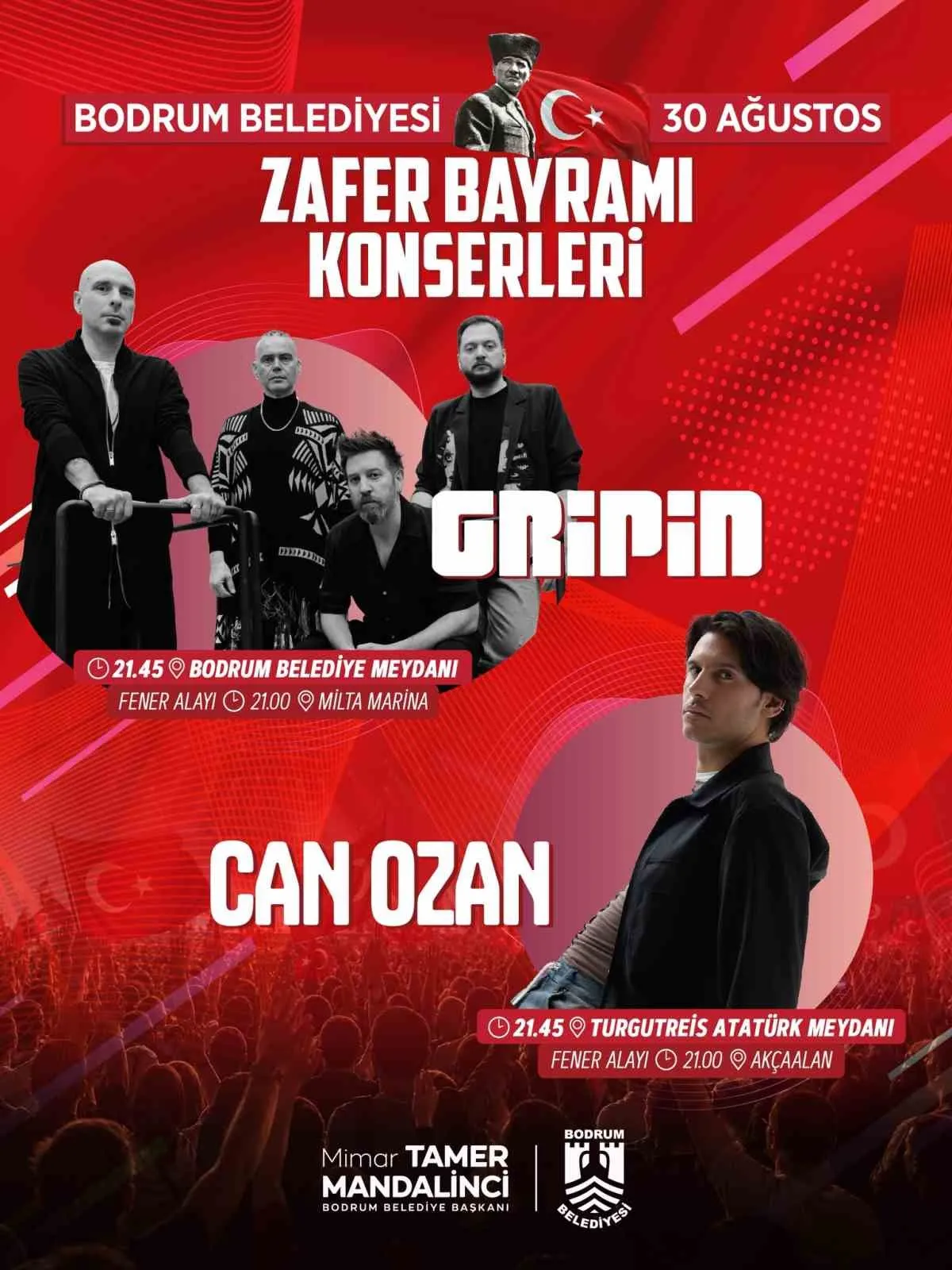 30 Ağustos’ta Sahne İkiye Bölünüyor: Gripin ve Can Ozan’dan Ücretsiz Bayram Konseri