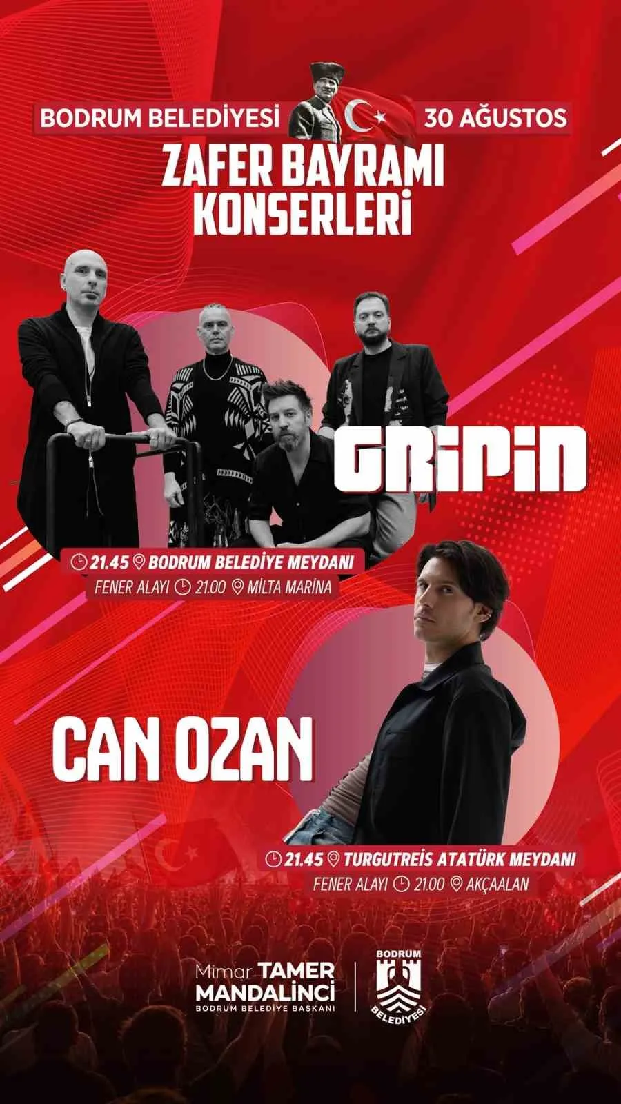 30 Ağustos’ta Sahne İkiye Bölünüyor: Gripin ve Can Ozan’dan Ücretsiz Bayram Konseri