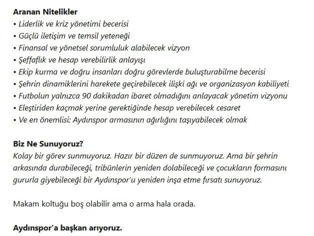 Ege’nin Efsanesi Aydınspor’da Tarihi Çağrı: Başkanlık Koltuğu İçin İlan Verildi