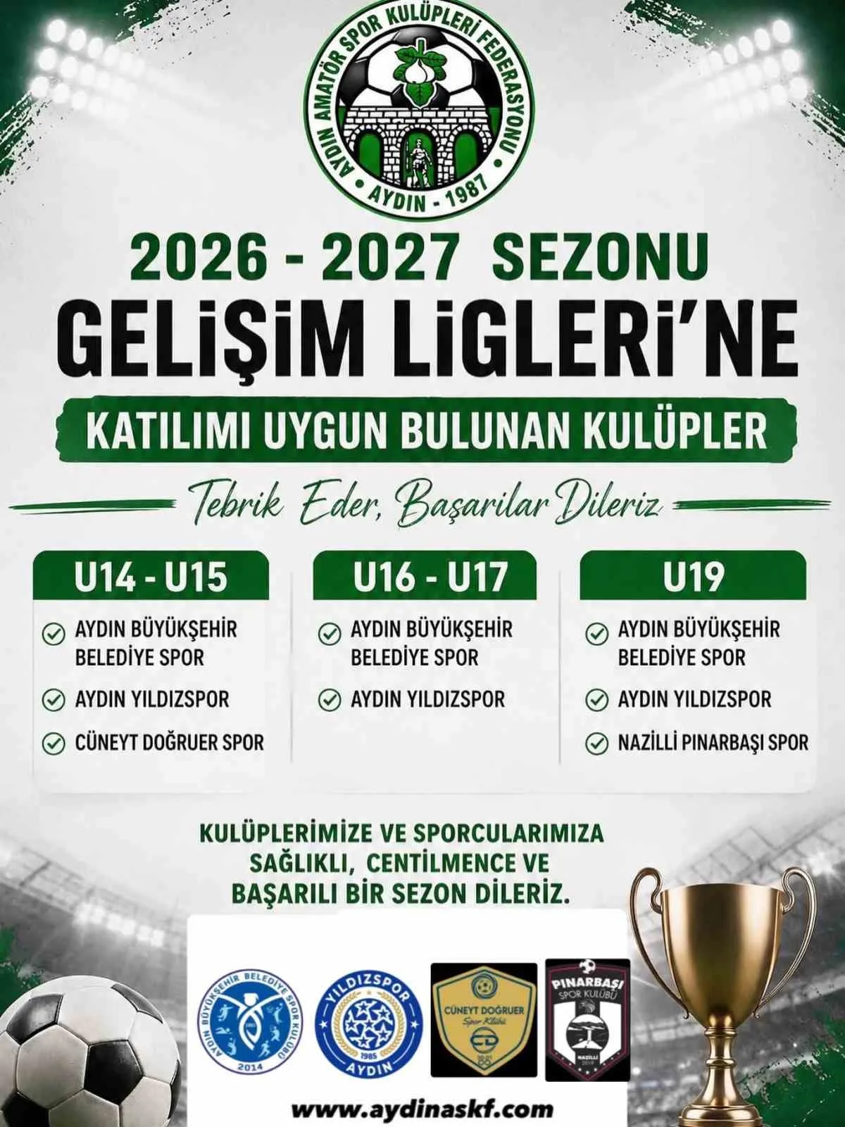 Aydınlı kulüplerin altyapı başarısı tescillendi: Elit liglerde yeni dönem başlıyor