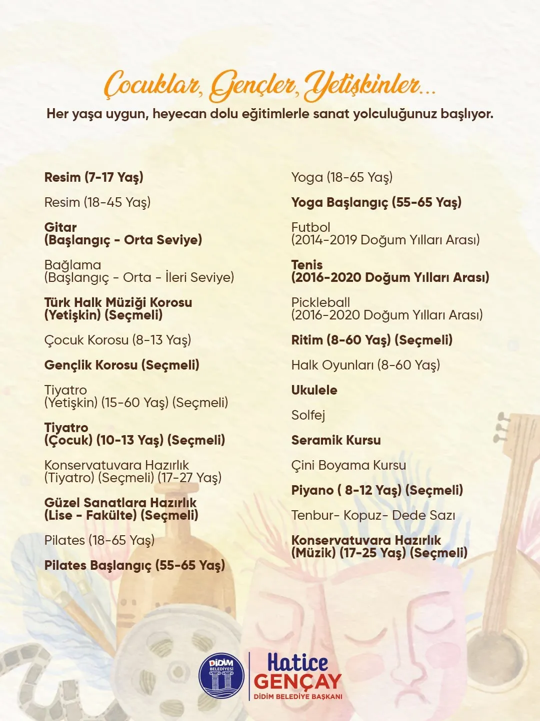 Didim’de yeni dönem heyecanı: Sanat ve spor tutkunları için kayıtlar başladı