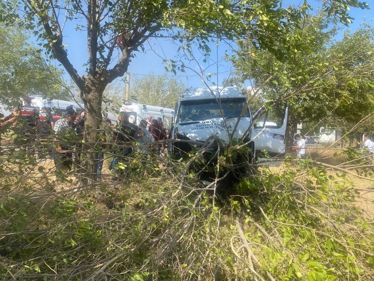 Manisa'da servis kazası: İşçileri taşıyan minibüs ağaca çarptı