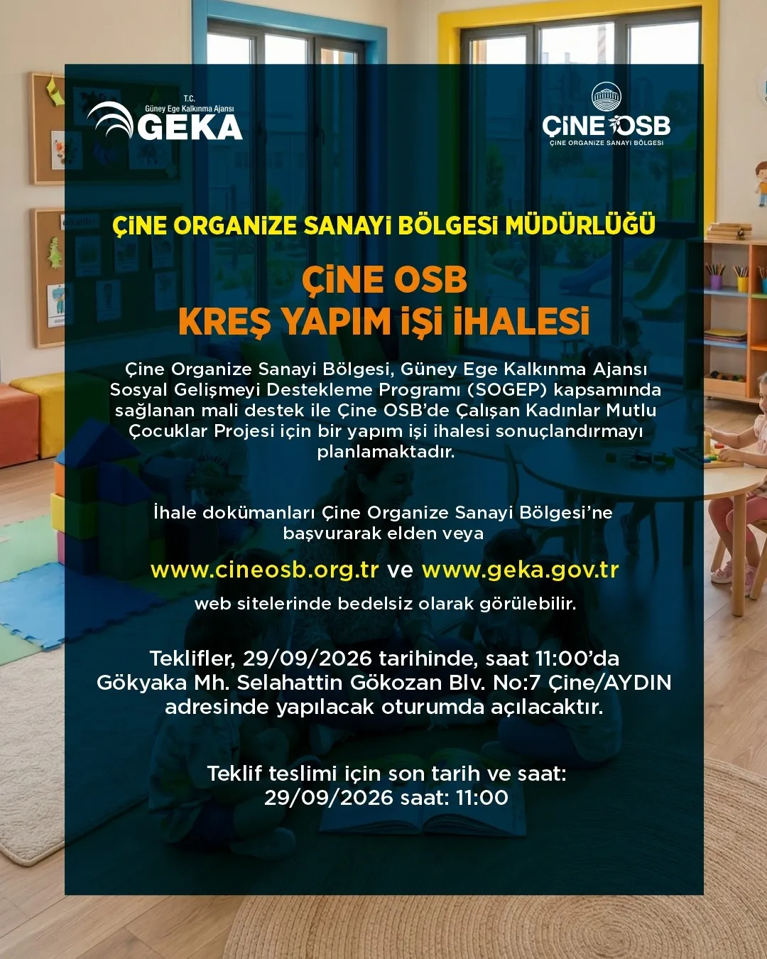 Çine’de çalışan annelere çifte destek: OSB’de kreş için ihale vakti