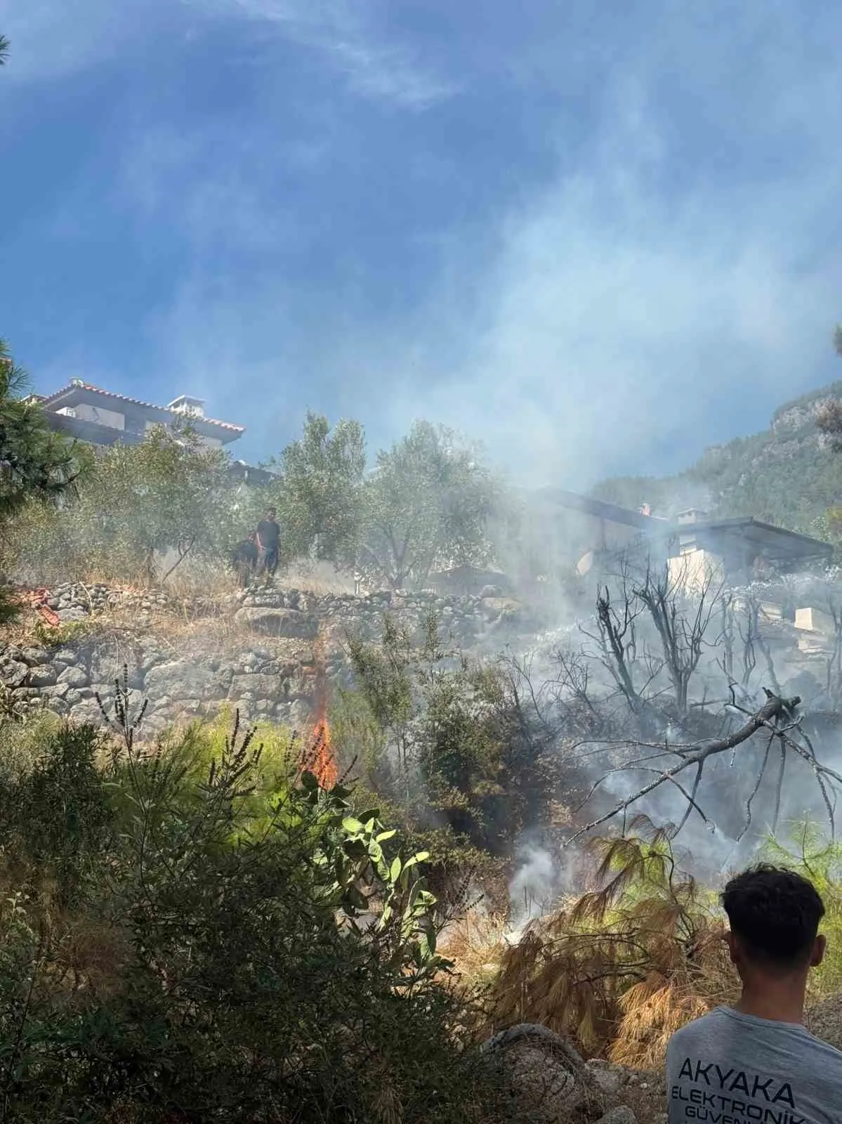 Akyaka'da alevler konutları tehdit etti: İtfaiyeden zamanında müdahale